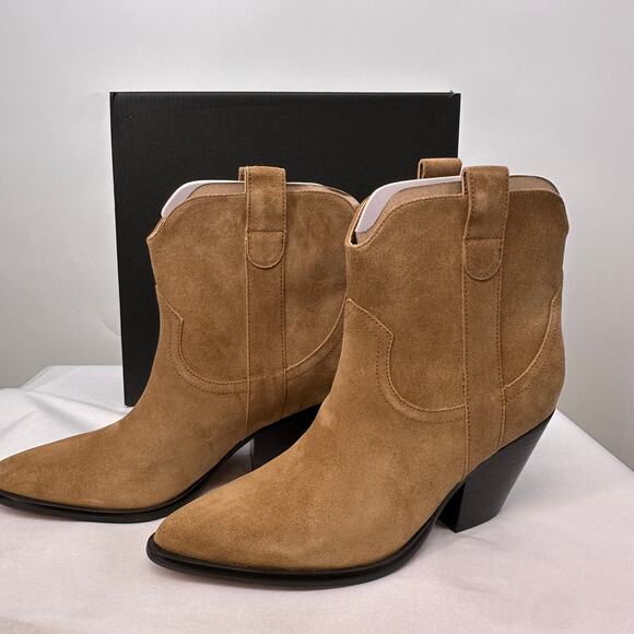 MARC FISHER New in Box Evereve Marlie Western Cowboy Boot in Tan Leather // 8 - Picture 3 of 10